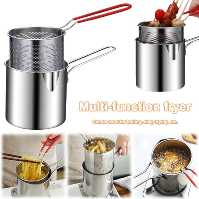 304 stainless steel Portable Deep Frying Pot with Strainer Basket